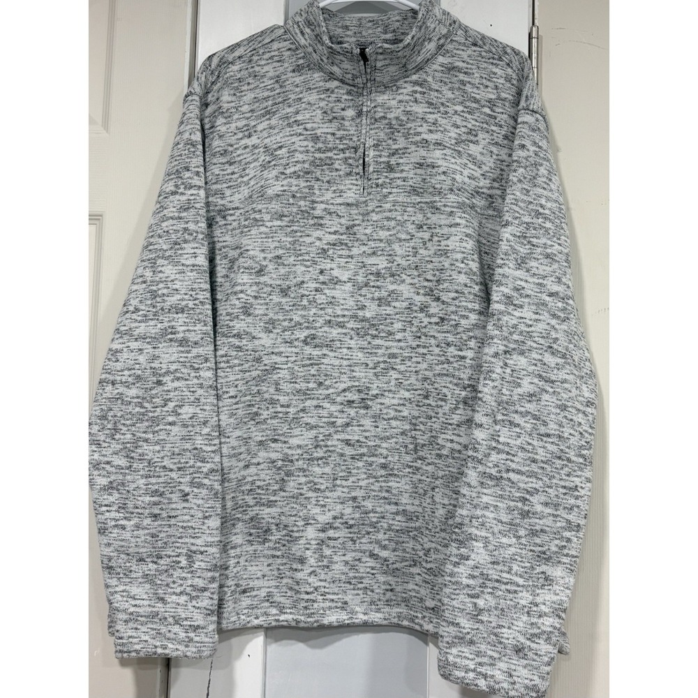 Apt 9 Mens XXL 2XL Gray Marled Quarter Zip Fleece Pullover Sweater Mock Neck